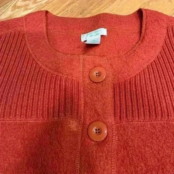 Laura Ashley Women's 2XL Orange Wool Cardigan Jacket Long Sleeve - Picture 4 of 9